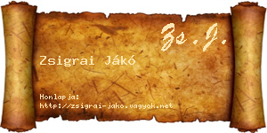 Zsigrai Jákó névjegykártya